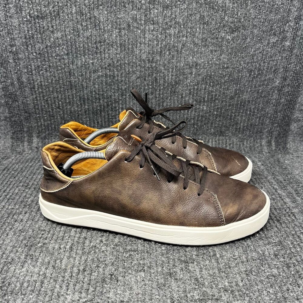 Olukai Lae’Ahi Li 'Ili Leather Low Top Sneakers Brown Lace Up Mens Size 12